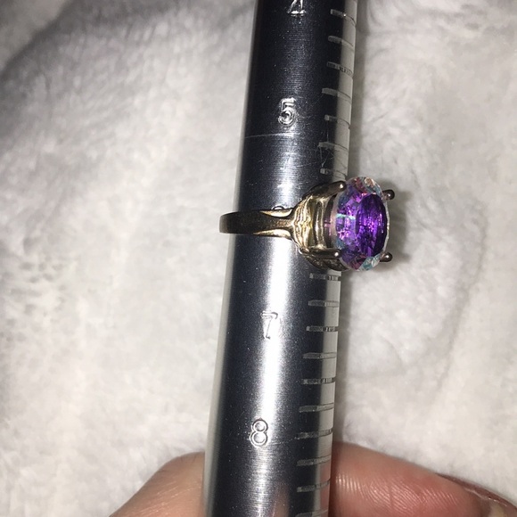 Iridescent crystal ring set in sterling silver with a whale tail bezel - Picture 4 of 4